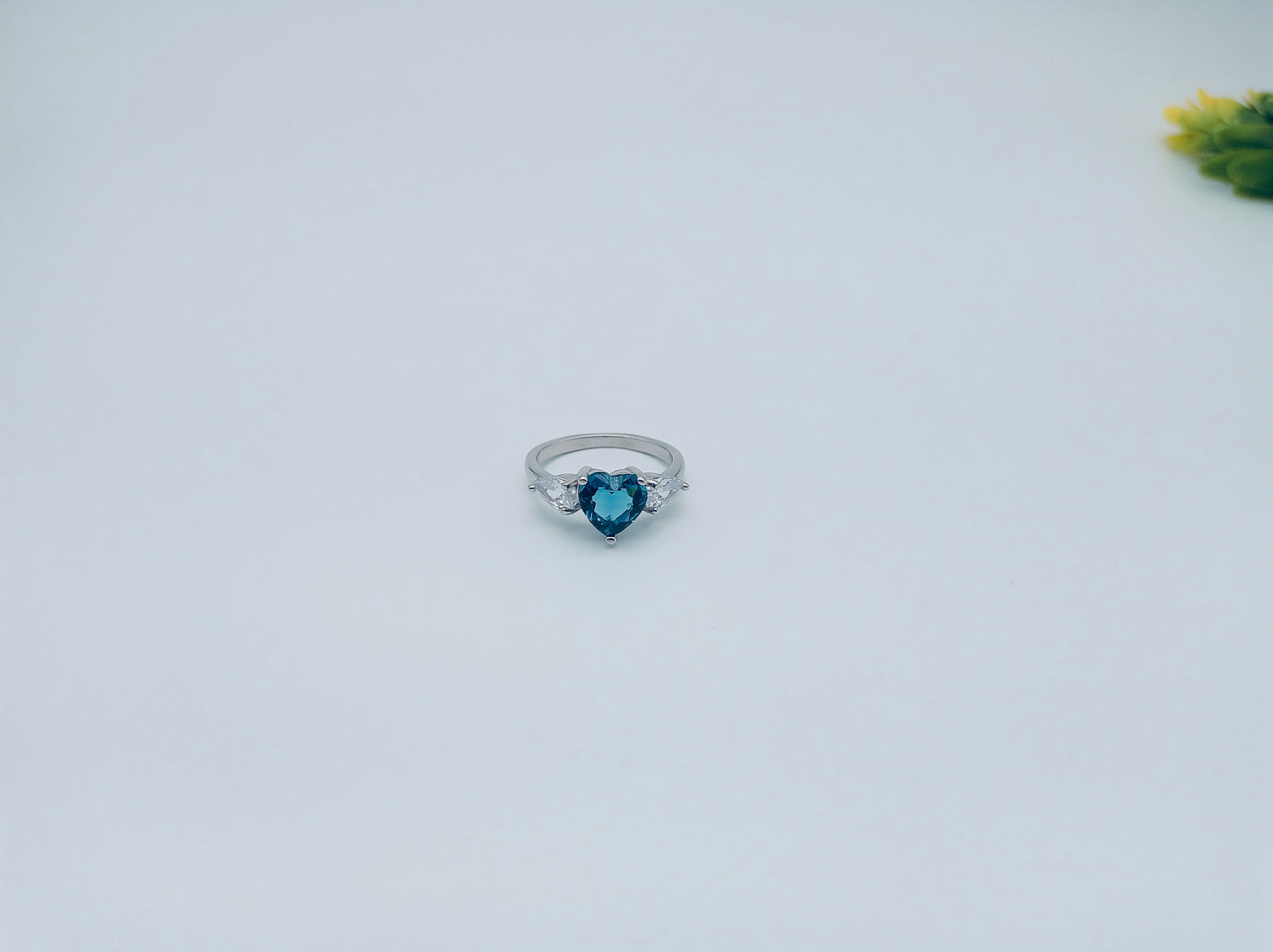 Silver Heart Blue Stone Ring