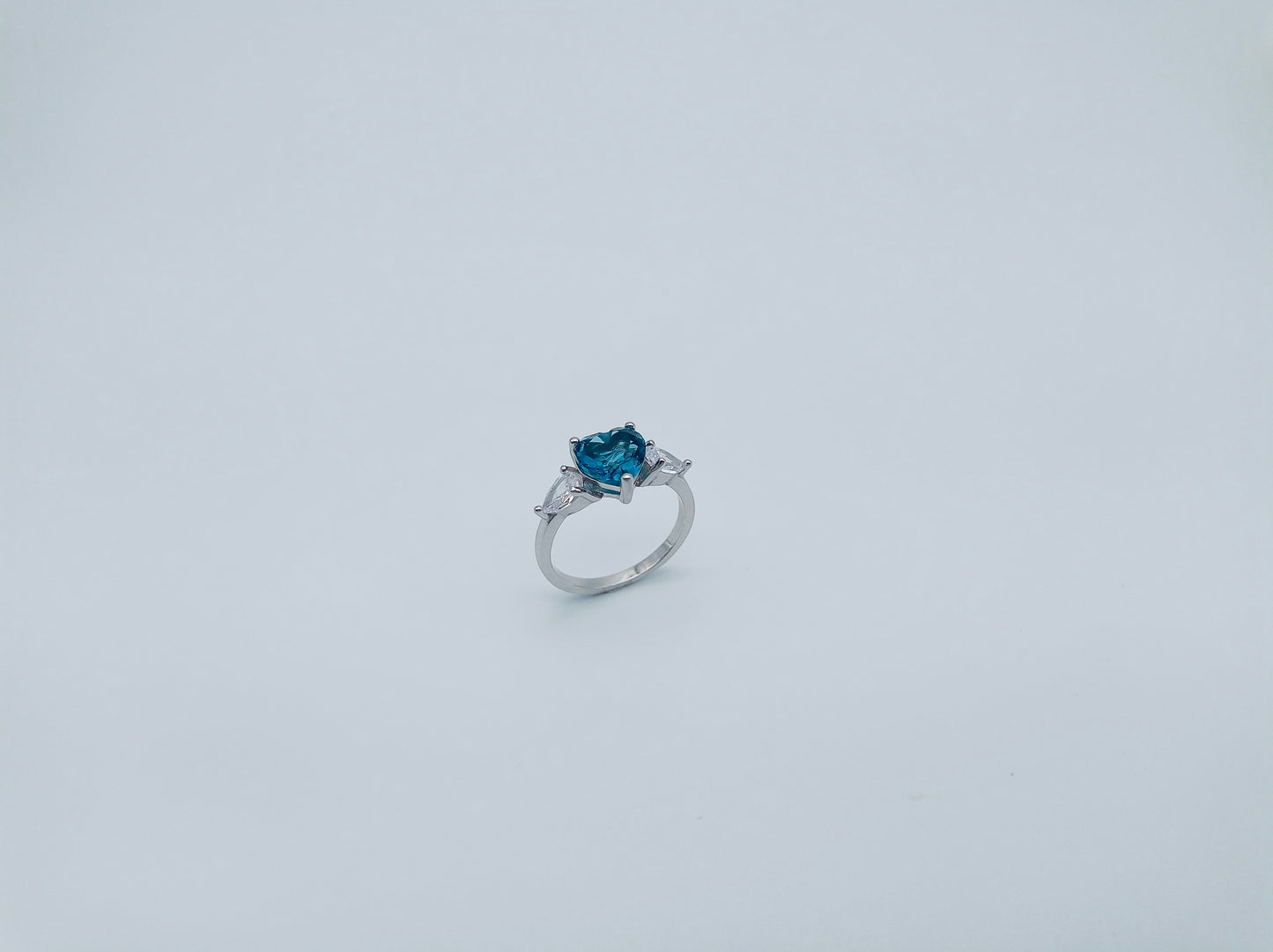 Silver Heart Blue Stone Ring