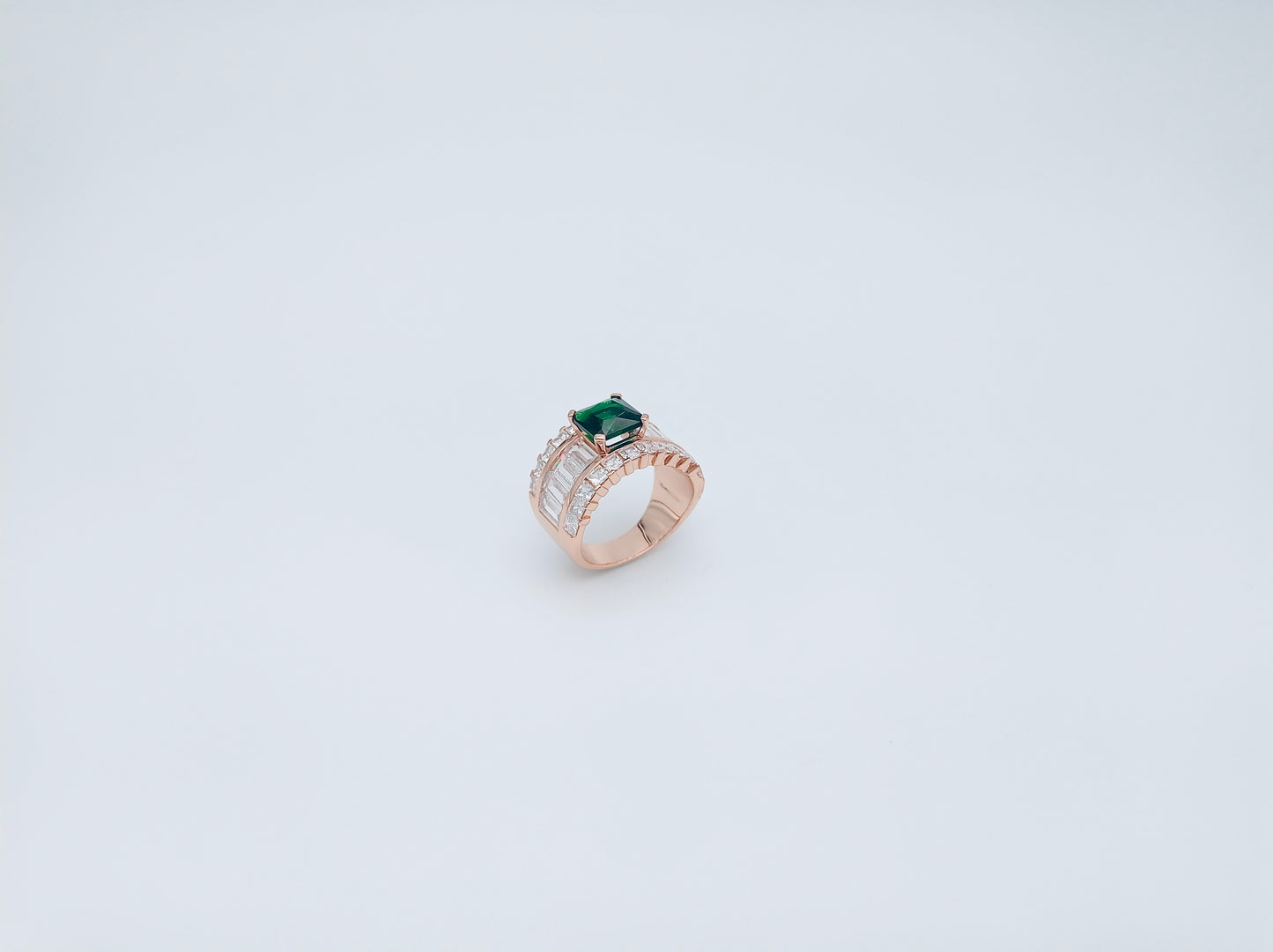 Premium Emerald-Look Invisible Setting Silver Ring
