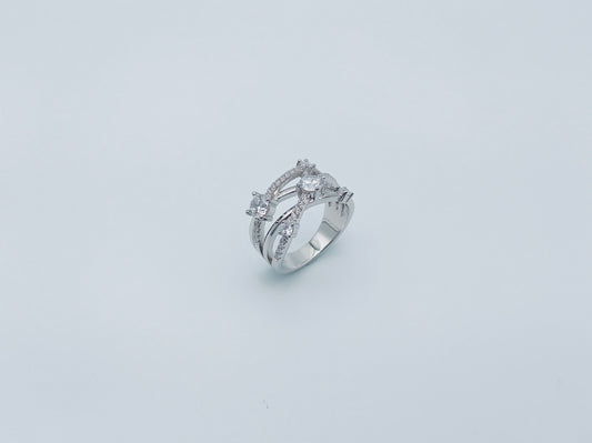 Silver Elegant Crossover Ring