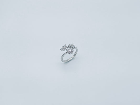 Modern Floral Diamond Accent Ring