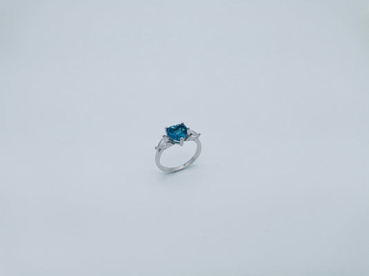 Silver Heart Blue Stone Ring